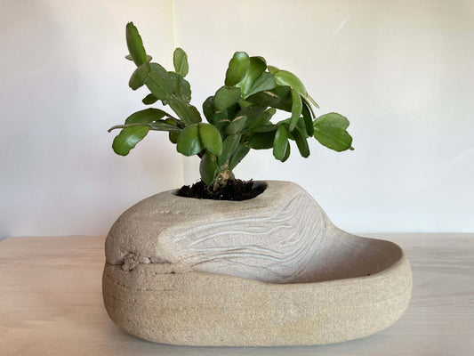 MACETA CON ESCULTURA.